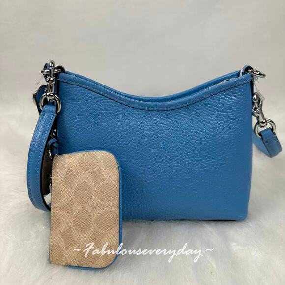 Coach Laurel Small Shoulder Bag Mirror Charm And Pouch CBI06 Pool/Sand NWT - Picture 3 of 9